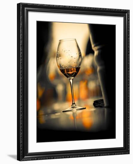 USA, Washington State, Seattle. Wine glass reflecting light-Richard Duval-Framed Photographic Print