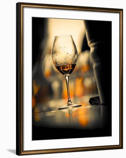 USA, Washington State, Seattle. Wine glass reflecting light-Richard Duval-Framed Photographic Print