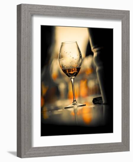 USA, Washington State, Seattle. Wine glass reflecting light.-Richard Duval-Framed Photographic Print