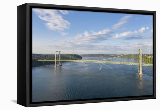 USA, Washington State, Tacoma. Tacoma Narrows Bridge spanning the Tacoma Narrows strait-Merrill Images-Framed Premier Image Canvas