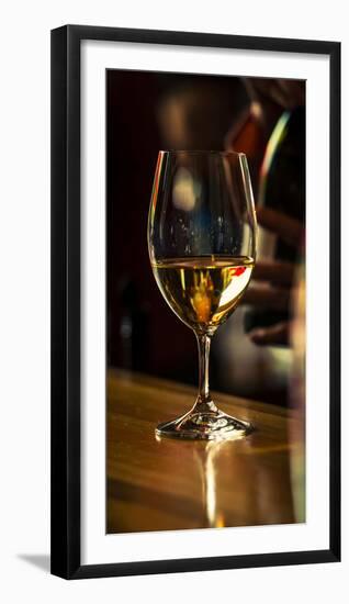 USA, Washington State, Woodinville. A glass of white wine and reflections-Richard Duval-Framed Photographic Print