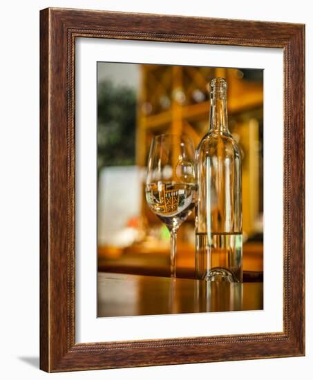 USA, Washington State, Yacolt. Wine and glass reflection.-Richard Duval-Framed Photographic Print