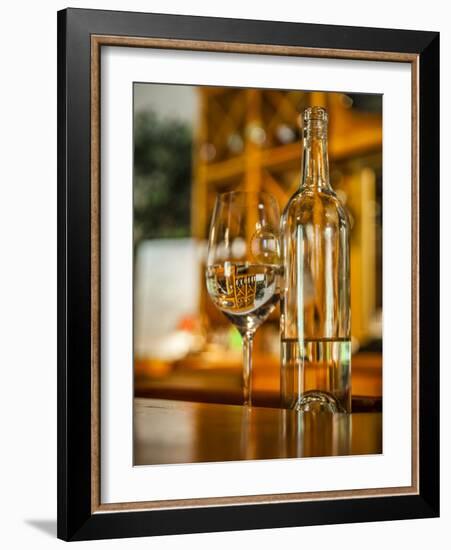 USA, Washington State, Yacolt. Wine and glass reflection.-Richard Duval-Framed Photographic Print