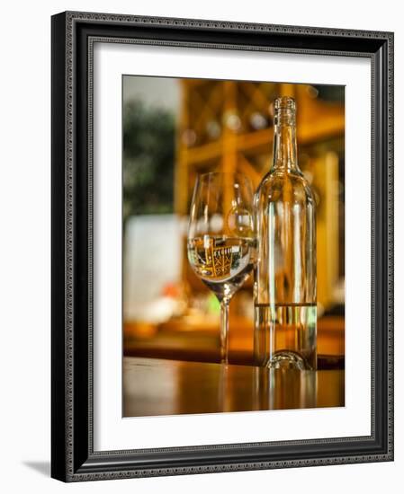 USA, Washington State, Yacolt. Wine and glass reflection.-Richard Duval-Framed Photographic Print