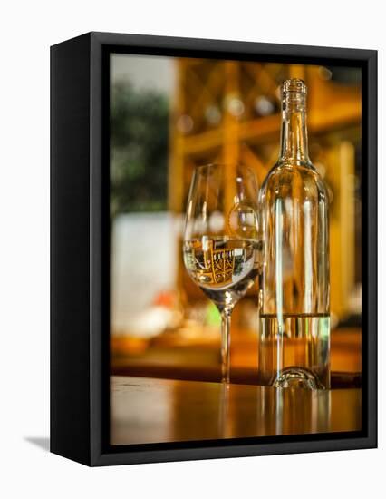 USA, Washington State, Yacolt. Wine and glass reflection.-Richard Duval-Framed Premier Image Canvas