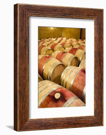 USA, Washington, Walla Walla. Barrel room at Walla Walla winery.-Richard Duval-Framed Photographic Print