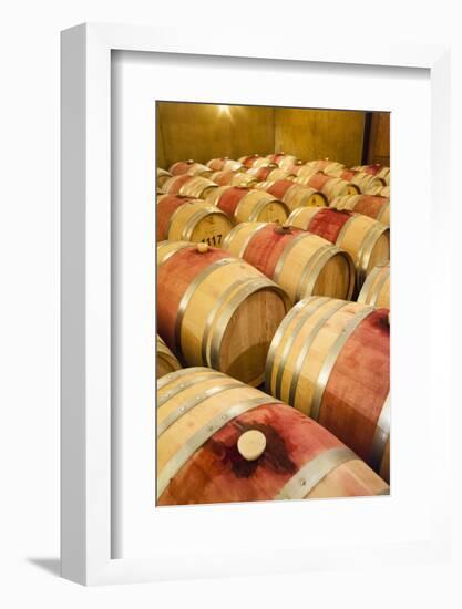 USA, Washington, Walla Walla. Barrel room at Walla Walla winery.-Richard Duval-Framed Photographic Print