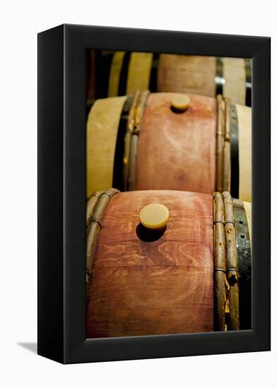 USA, Washington, Walla Walla. Barrel Room in Walla Walla Winery-Richard Duval-Framed Premier Image Canvas