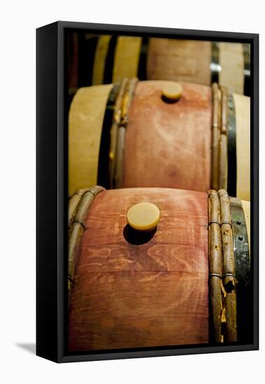 USA, Washington, Walla Walla. Barrel Room in Walla Walla Winery-Richard Duval-Framed Premier Image Canvas