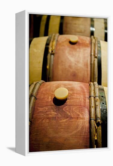 USA, Washington, Walla Walla. Barrel Room in Walla Walla Winery-Richard Duval-Framed Premier Image Canvas