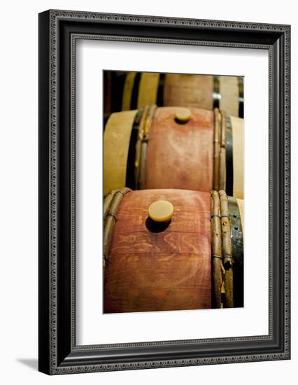 USA, Washington, Walla Walla. Barrel room in Walla Walla winery.-Richard Duval-Framed Photographic Print