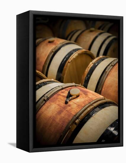 USA, Washington, Walla Walla. Barrel room in Walla Walla winery.-Richard Duval-Framed Premier Image Canvas