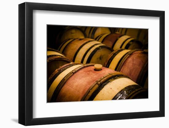 USA, Washington, Walla Walla. Barrel room in Walla Walla winery.-Richard Duval-Framed Photographic Print