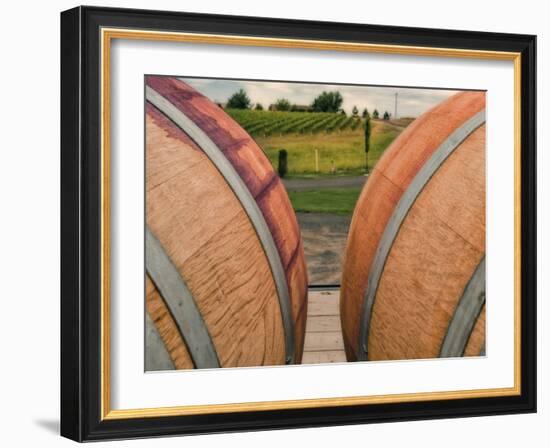 USA, Washington, Walla Walla. Barrels in Walla Walla wine country.-Richard Duval-Framed Photographic Print