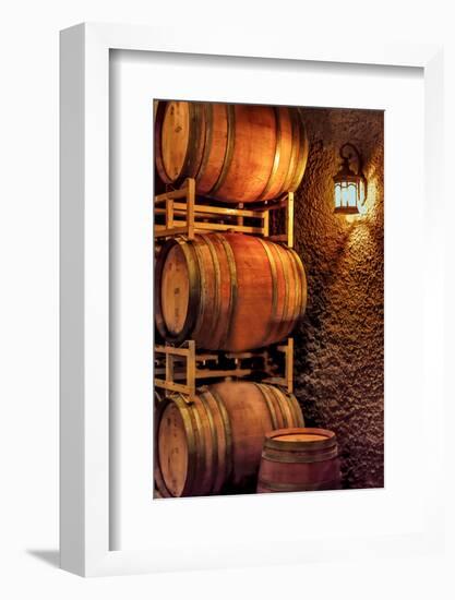 USA, Washington, Yakima Valley. Barrel cave in a winery in Eastern Washington.-Richard Duval-Framed Photographic Print