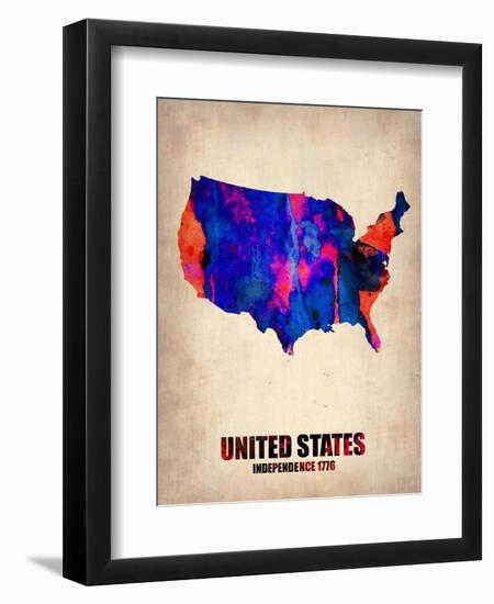 Usa Watercolor Map 1-NaxArt-Framed Art Print