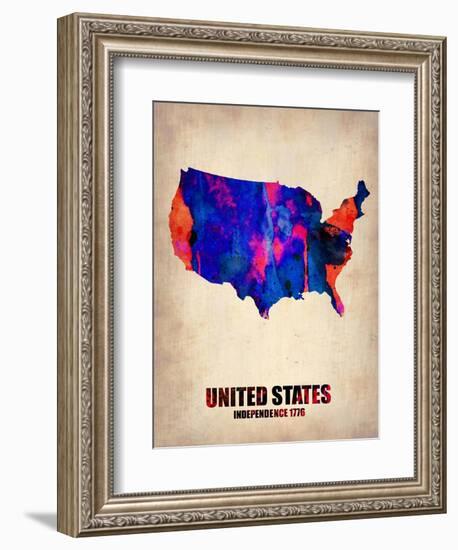 Usa Watercolor Map 1-NaxArt-Framed Art Print