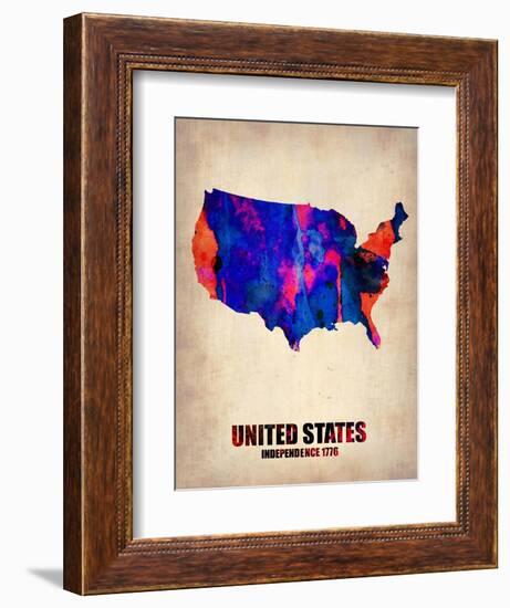 Usa Watercolor Map 1-NaxArt-Framed Art Print