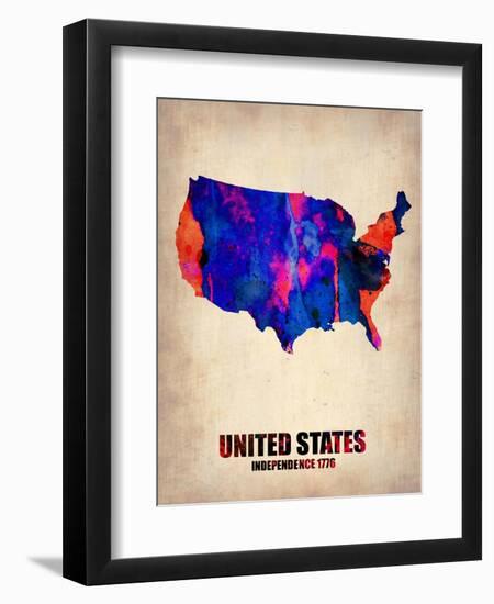 Usa Watercolor Map 1-NaxArt-Framed Art Print