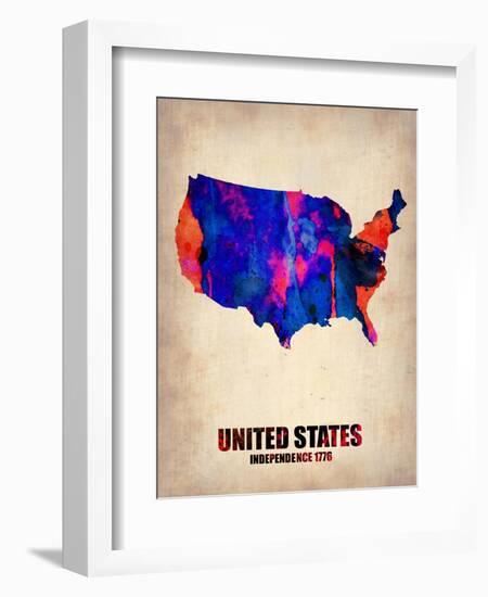 Usa Watercolor Map 1-NaxArt-Framed Art Print