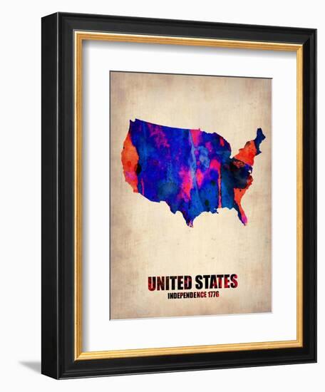 Usa Watercolor Map 1-NaxArt-Framed Art Print