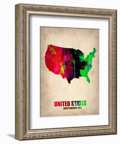 Usa Watercolor Map 2-NaxArt-Framed Art Print