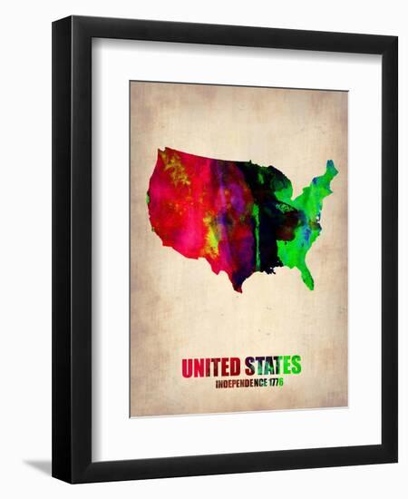 Usa Watercolor Map 2-NaxArt-Framed Art Print