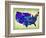 Usa Watercolor Map 5-NaxArt-Framed Art Print