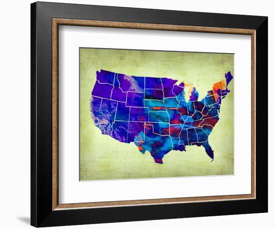 Usa Watercolor Map 5-NaxArt-Framed Art Print