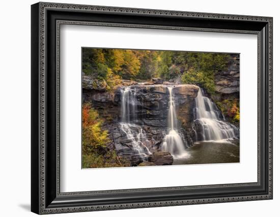 USA, West Virginia, Blackwater Falls State Park. Waterfall and forest scenic.-Jaynes Gallery-Framed Photographic Print