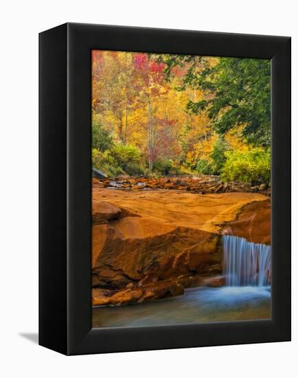 USA, West Virginia, Douglass Falls. Waterfall over Rock Outcrop-Jay O'brien-Framed Premier Image Canvas