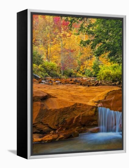 USA, West Virginia, Douglass Falls. Waterfall over Rock Outcrop-Jay O'brien-Framed Premier Image Canvas