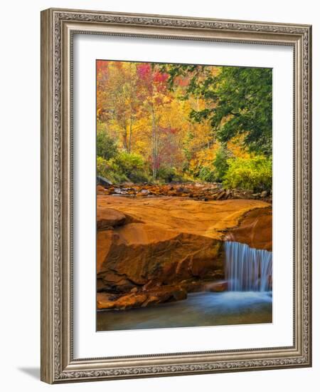 USA, West Virginia, Douglass Falls. Waterfall over Rock Outcrop-Jay O'brien-Framed Photographic Print