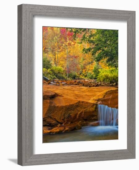 USA, West Virginia, Douglass Falls. Waterfall over Rock Outcrop-Jay O'brien-Framed Photographic Print