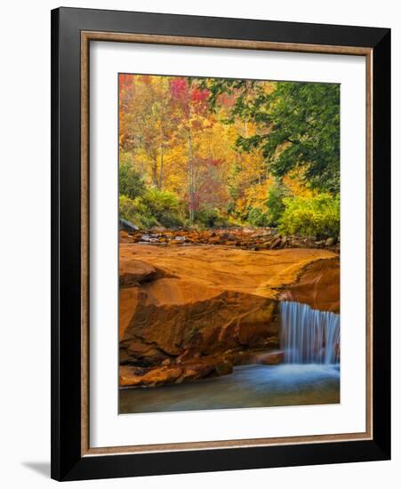 USA, West Virginia, Douglass Falls. Waterfall over Rock Outcrop-Jay O'brien-Framed Photographic Print