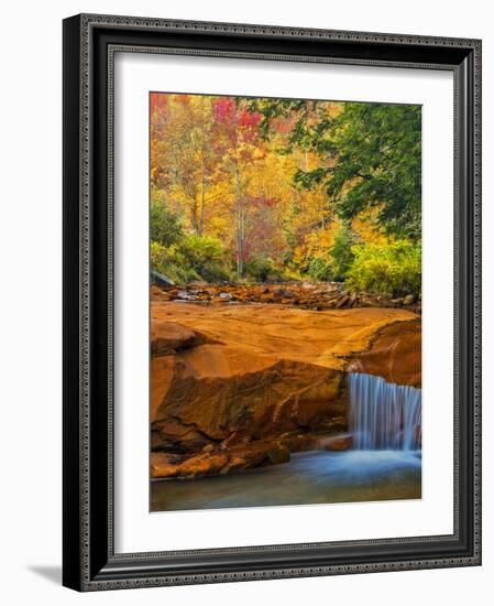 USA, West Virginia, Douglass Falls. Waterfall over Rock Outcrop-Jay O'brien-Framed Photographic Print