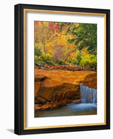 USA, West Virginia, Douglass Falls. Waterfall over Rock Outcrop-Jay O'brien-Framed Photographic Print