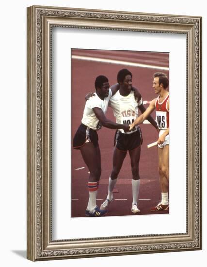 Usa Winners of the Men's 400- Meter Relay Race 1972 Summer Olympic Games in Munich, Germany-John Dominis-Framed Photographic Print