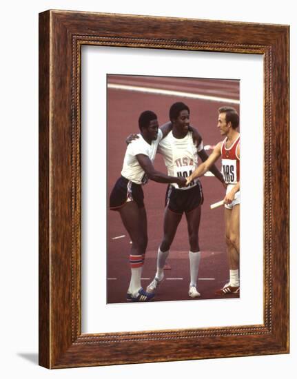 Usa Winners of the Men's 400- Meter Relay Race 1972 Summer Olympic Games in Munich, Germany-John Dominis-Framed Photographic Print