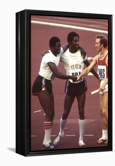 Usa Winners of the Men's 400- Meter Relay Race 1972 Summer Olympic Games in Munich, Germany-John Dominis-Framed Premier Image Canvas