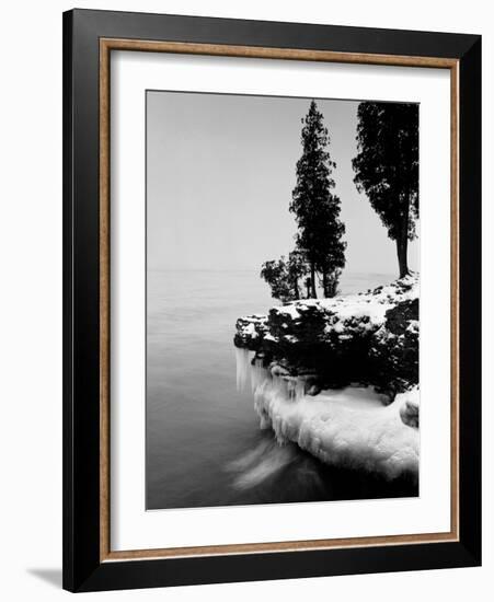 Usa, Wisconsin, Lake Michigan, Shore Scenic, Winter (B&W)-Alex L. Fradkin-Framed Photographic Print