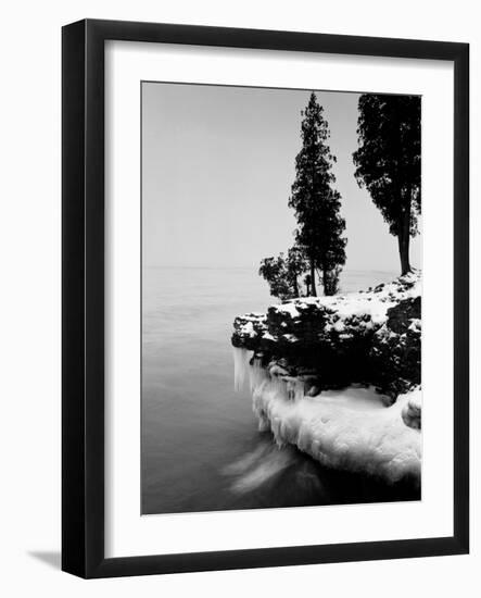 Usa, Wisconsin, Lake Michigan, Shore Scenic, Winter (B&W)-Alex L. Fradkin-Framed Photographic Print