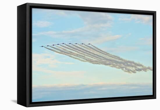 USA, Wisconsin, Oshkosh, Airshow dramatic plane formation-Bernard Friel-Framed Premier Image Canvas