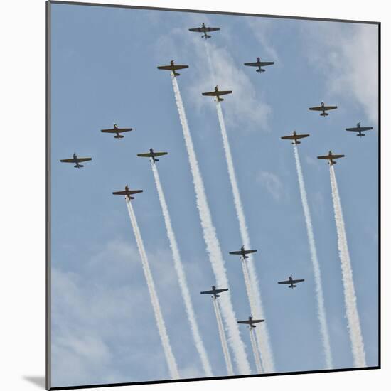 USA, Wisconsin, Oshkosh, Airshow dramatic plane formation-Bernard Friel-Mounted Photographic Print