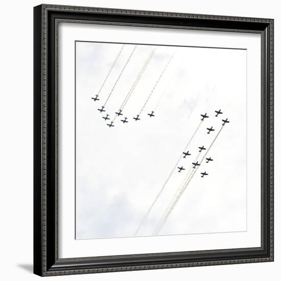 USA, Wisconsin, Oshkosh, Airshow dramatic plane formation-Bernard Friel-Framed Photographic Print