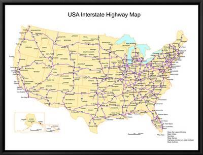 usa with interstate highways states and names art print bruce jones art com