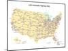 Usa With Interstate Highways, States And Names-Bruce Jones-Mounted Art Print