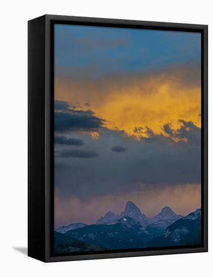 USA, Wyoming. Dramatic sky at sunset over Grand Teton, west side of Teton Mountains-Howie Garber-Framed Premier Image Canvas