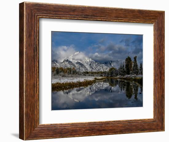 USA, Wyoming. Fall snow and reflection of Teton mountains, Grand Teton National Park-Howie Garber-Framed Photographic Print