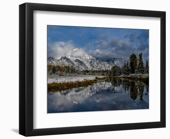 USA, Wyoming. Fall snow and reflection of Teton mountains, Grand Teton National Park-Howie Garber-Framed Photographic Print